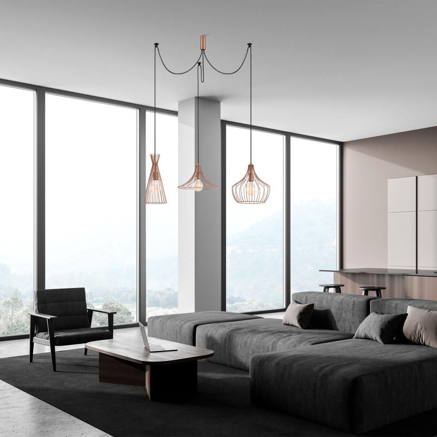 Hanglamp aan een koord MEZOPOTAMYA 3xE27/40W/230V spin