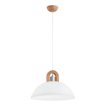 Hanglamp aan een koord MIGOT 1xE27/15W/230V beige/glanzend chroom