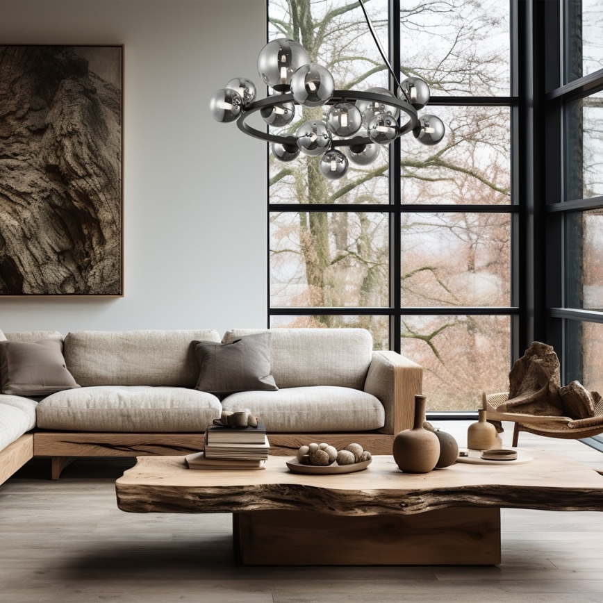 Hanglamp aan een koord MILA 14xG9/9W/230V zwart/grijs