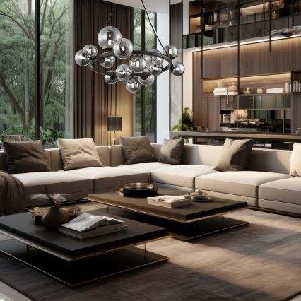 Hanglamp aan een koord MILA 14xG9/9W/230V zwart/grijs