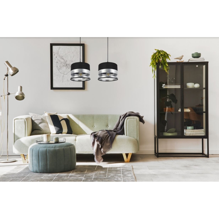 Hanglamp aan een koord MILO 2xE27/60W/230V zilver/zwart