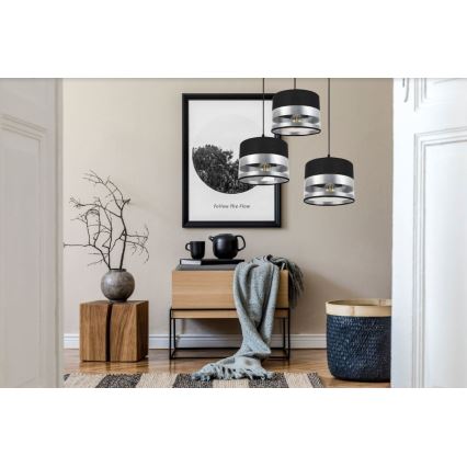 Hanglamp aan een koord MILO 3xE27/60W/230V zilver/zwart