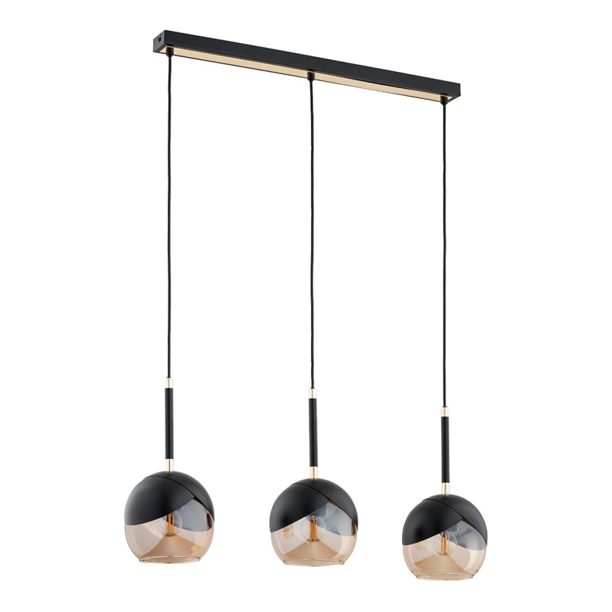 Hanglamp aan een koord MILTONA 3xE27/60W/230V zwart/beige