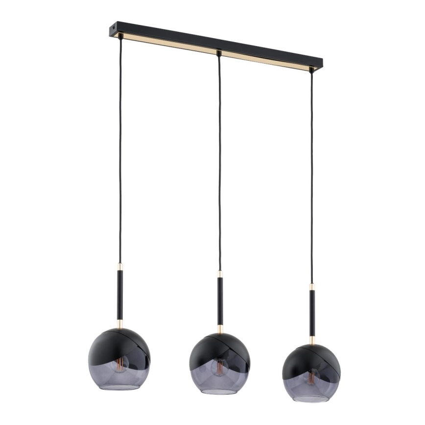 Hanglamp aan een koord MILTONA 3xE27/60W/230V zwart/grijs