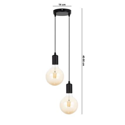 Hanglamp aan een koord MIROS 2xE27/60W/230V rond zwart