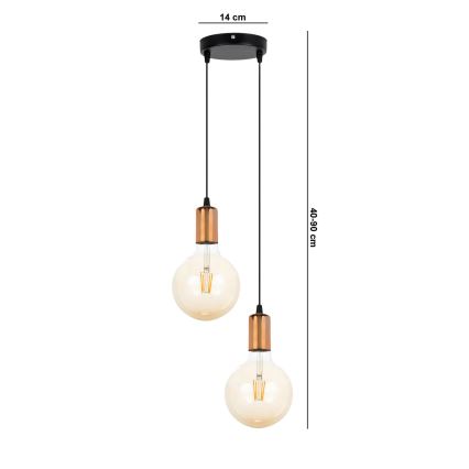 Hanglamp aan een koord MIROS 2xE27/60W/230V rond zwart/koper