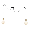 Hanglamp aan een koord MIROS 2xE27/60W/230V spin zwart/goud