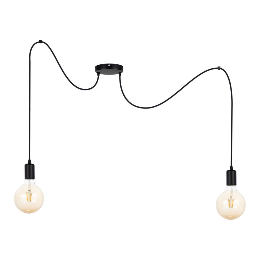 Hanglamp aan een koord MIROS 2xE27/60W/230V spin zwart