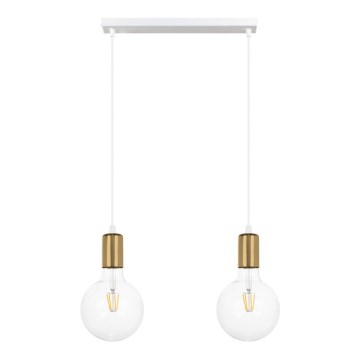 Hanglamp aan een koord MIROS 2xE27/60W/230V wit/gouden