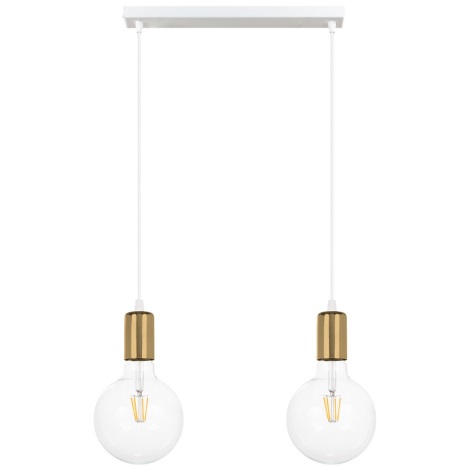 Hanglamp aan een koord MIROS 2xE27/60W/230V wit/gouden