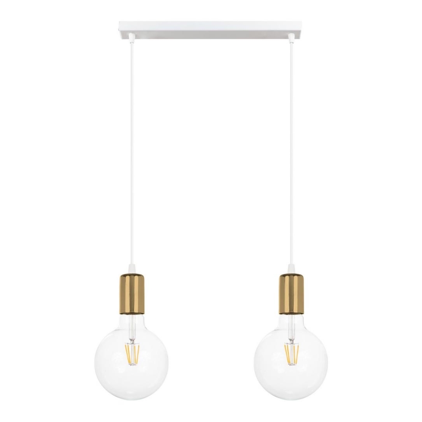 Hanglamp aan een koord MIROS 2xE27/60W/230V wit/gouden