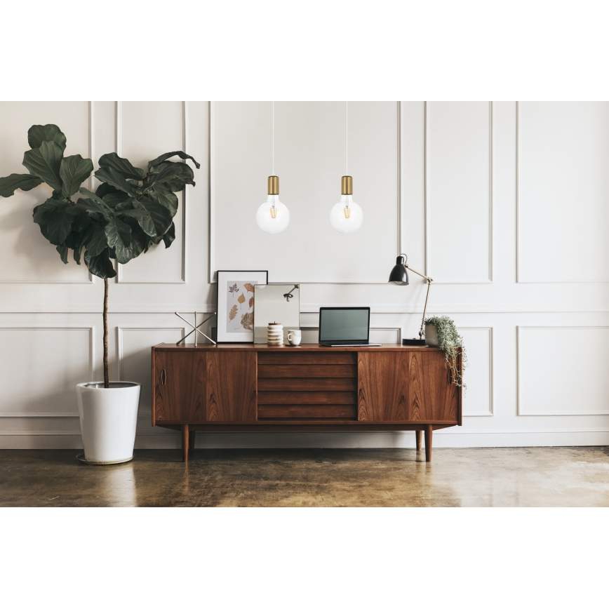 Hanglamp aan een koord MIROS 2xE27/60W/230V wit/gouden