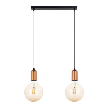 Hanglamp aan een koord MIROS 2xE27/60W/230V zwart/koper