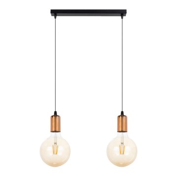 Hanglamp aan een koord MIROS 2xE27/60W/230V zwart/koper