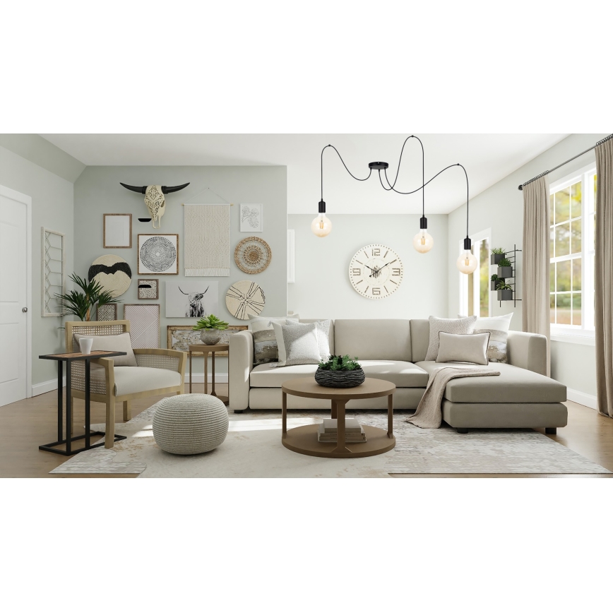 Hanglamp aan een koord MIROS 3xE27/60W/230V spin zwart
