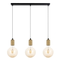 Hanglamp aan een koord MIROS 3xE27/60W/230V zwart/gouden