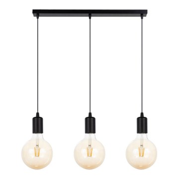 Hanglamp aan een koord MIROS 3xE27/60W/230V zwart