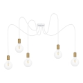 Hanglamp aan een koord MIROS 5xE27/60W/230V spin wit/goud