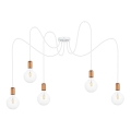 Hanglamp aan een koord MIROS 5xE27/60W/230V spin wit/koper