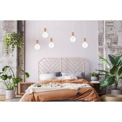 Hanglamp aan een koord MIROS 5xE27/60W/230V spin wit/koper