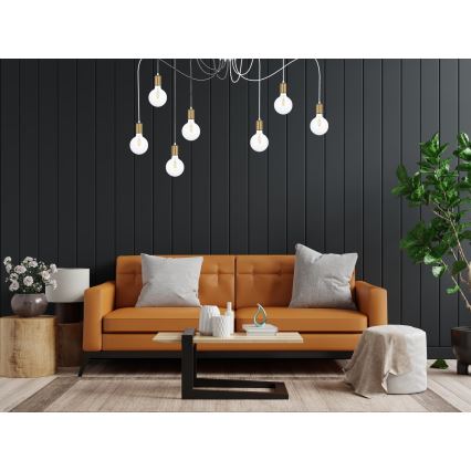 Hanglamp aan een koord MIROS 7xE27/60W/230V spin wit/goud