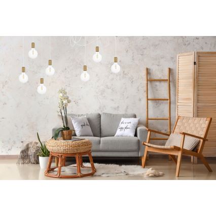 Hanglamp aan een koord MIROS 7xE27/60W/230V spin wit/goud