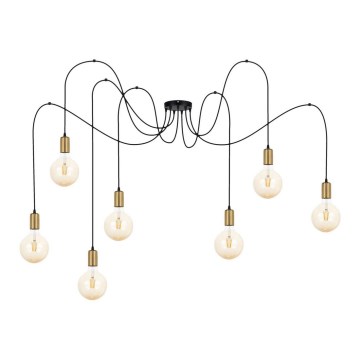 Hanglamp aan een koord MIROS 7xE27/60W/230V spin zwart/goud