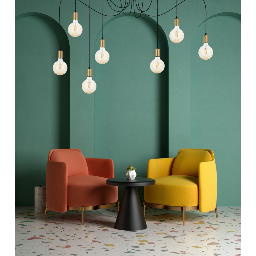 Hanglamp aan een koord MIROS 7xE27/60W/230V spin zwart/goud