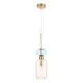 Hanglamp aan een koord MOLLY 1xE14/40W/230V diameter 12 cm goud/roze/blauw