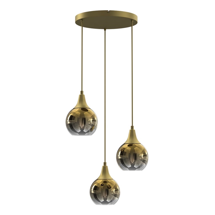 Hanglamp aan een koord MONTE 3xE27/60W/230V gouden