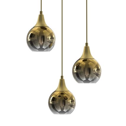 Hanglamp aan een koord MONTE 3xE27/60W/230V gouden