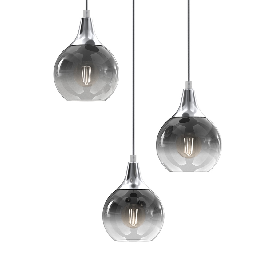 Hanglamp aan een koord MONTE 3xE27/60W/230V mat chroom