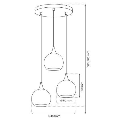 Hanglamp aan een koord MONTE 3xE27/60W/230V mat chroom