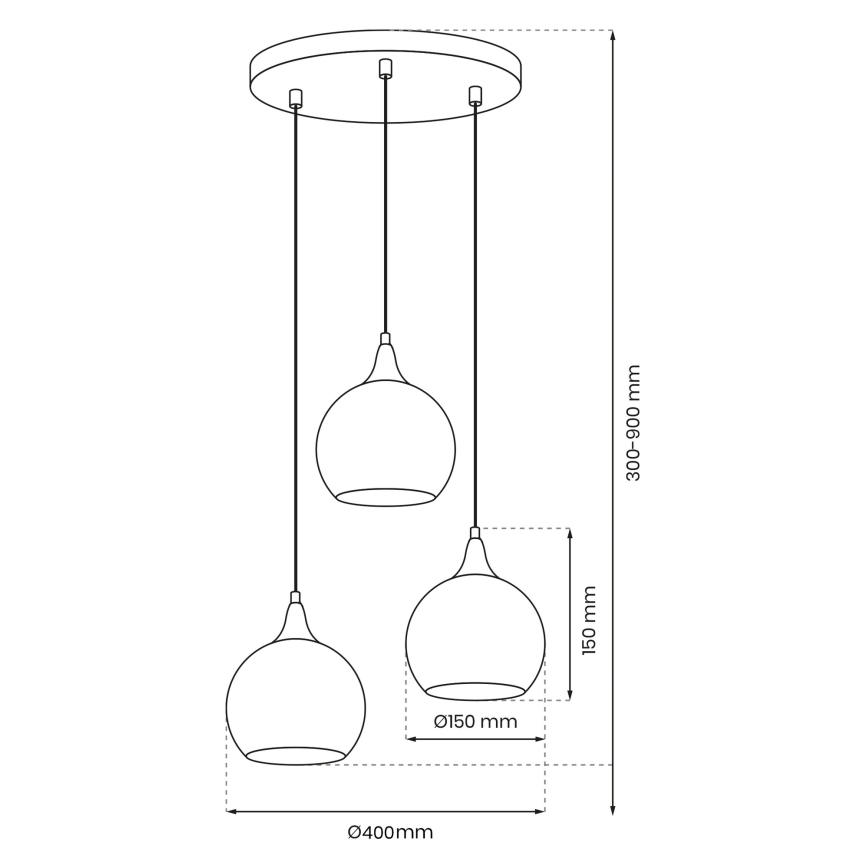 Hanglamp aan een koord MONTE 3xE27/60W/230V mat chroom