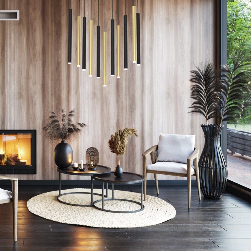 Hanglamp aan een koord MONZA 11xG9/8W/230V zwart/goud