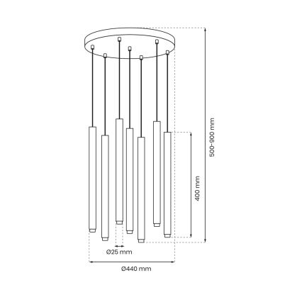 Hanglamp aan een koord MONZA 7xG9/8W/230V zwart/goud