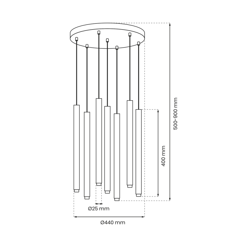 Hanglamp aan een koord MONZA 7xG9/8W/230V zwart/goud