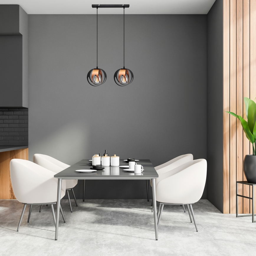 Hanglamp aan een koord MOONLIGHT 2xE27/15W/230V zwart/koper