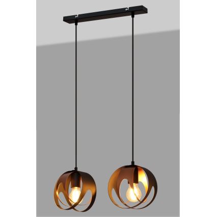 Hanglamp aan een koord MOONLIGHT 2xE27/15W/230V zwart/koper