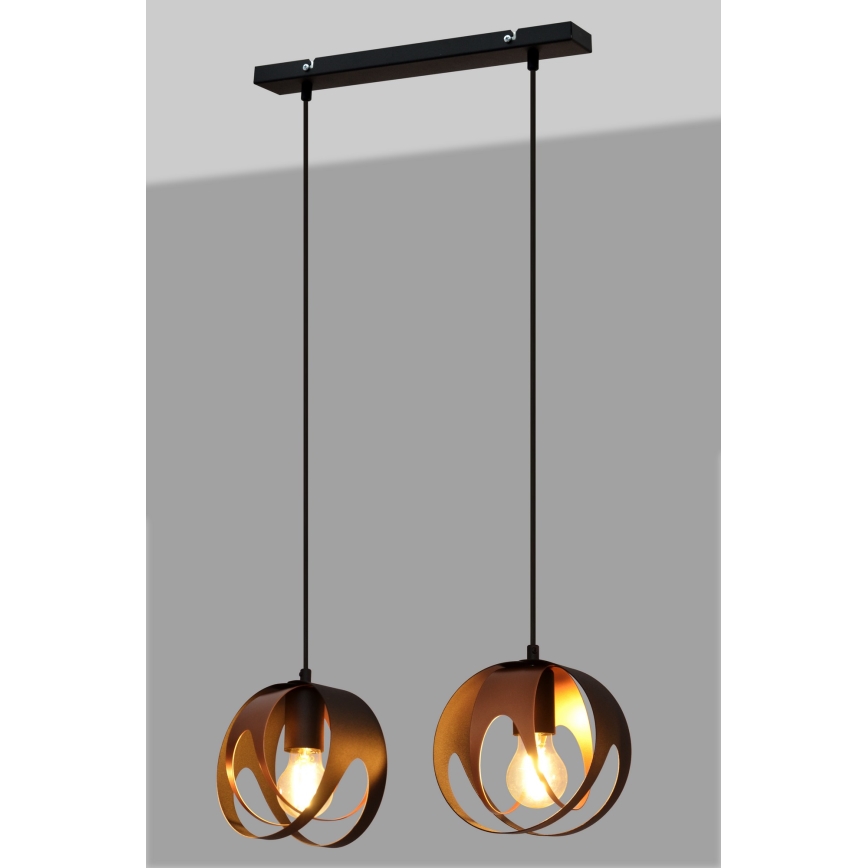 Hanglamp aan een koord MOONLIGHT 2xE27/15W/230V zwart/koper