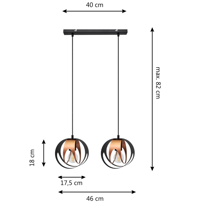 Hanglamp aan een koord MOONLIGHT 2xE27/15W/230V zwart/koper