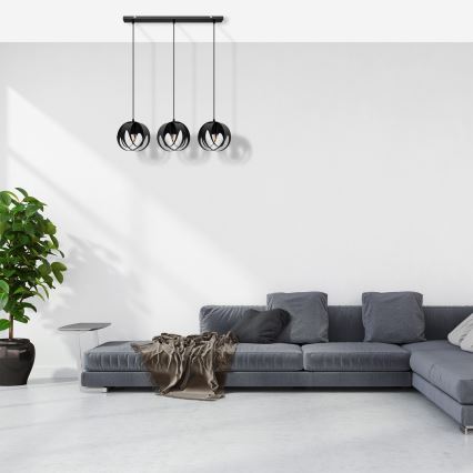 Hanglamp aan een koord MOONLIGHT 3xE27/15W/230V zwart