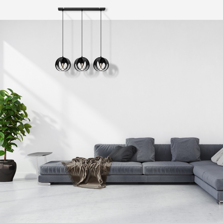 Hanglamp aan een koord MOONLIGHT 3xE27/15W/230V zwart