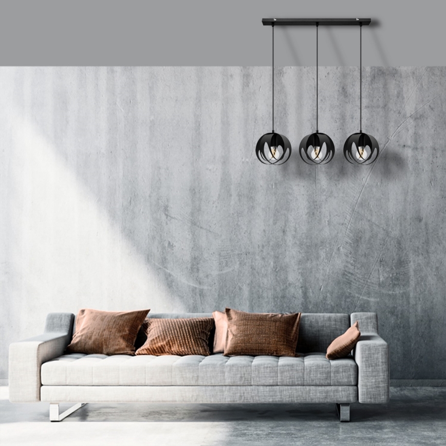Hanglamp aan een koord MOONLIGHT 3xE27/15W/230V zwart