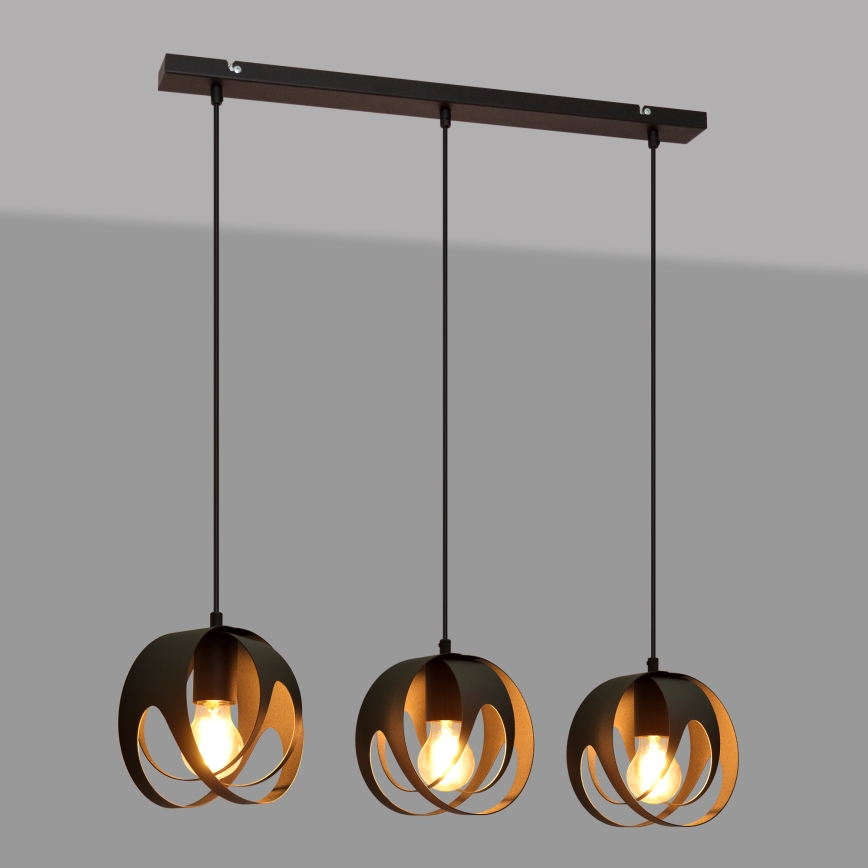 Hanglamp aan een koord MOONLIGHT 3xE27/15W/230V zwart