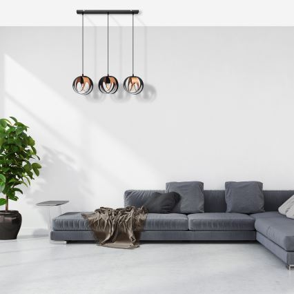 Hanglamp aan een koord MOONLIGHT 3xE27/15W/230V zwart/koper