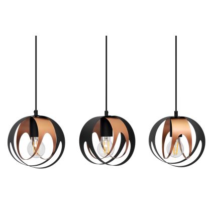 Hanglamp aan een koord MOONLIGHT 3xE27/15W/230V zwart/koper