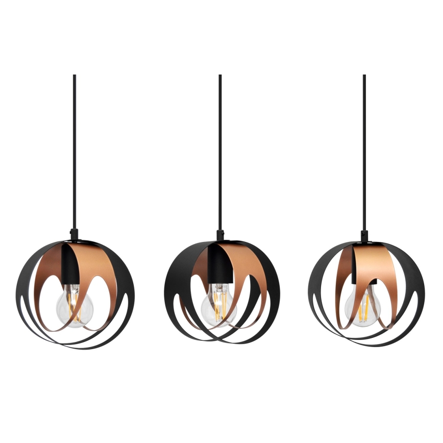 Hanglamp aan een koord MOONLIGHT 3xE27/15W/230V zwart/koper