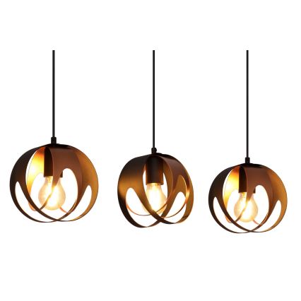 Hanglamp aan een koord MOONLIGHT 3xE27/15W/230V zwart/koper