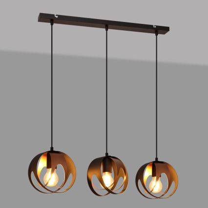Hanglamp aan een koord MOONLIGHT 3xE27/15W/230V zwart/koper